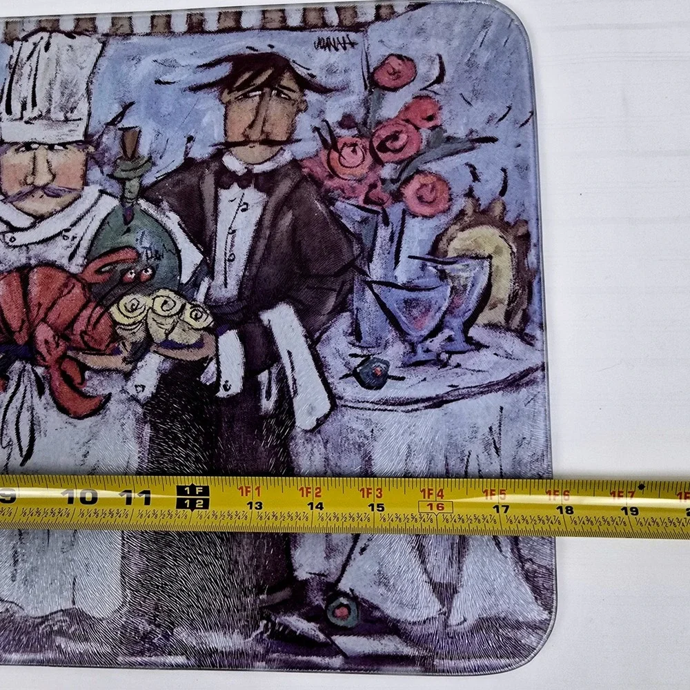 Whimsical Chef Lobster Glass Cutting/Serving Board Bistro Kitchen Decor Coastal‎